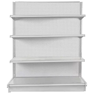 Supermarket Retail Shop Pegboard White Double Single Sided Metal Shelving Rack Gondola Display for Beauty Store