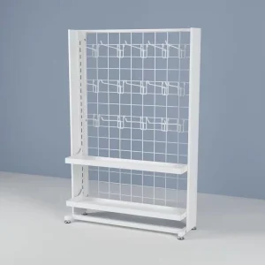 Supermarket Retail Store Mental Four layer Small Medium sized Floor Display Rack with Hooks Desktop Display Stand