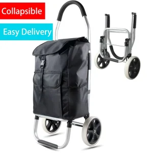 Supermarket Roll Wheeled Handy Portable Detachable Collapsible Trolly Grocery Folding Shopping Trolley Bag