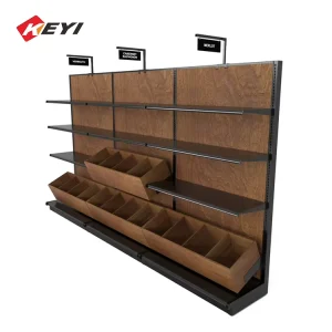 Supermarket Shelves Steel Wood Shelves Retail Display Gondola Shelving Rack for Shop