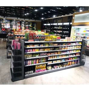 Supermarket Shelving Rack Metallic Adjustable Light Duty Medium-Sized Display Shelves for Supermarkets