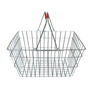 Supermarket Shopping Basket With Double Handles Metal Basket For Retail Store