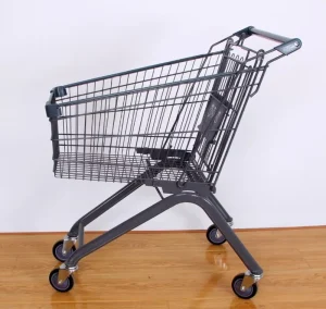Supermarket Shopping Cart Trolley with Snack Rack Gray Steel Convenience Store Foreign Trade Export Durable and Convenient