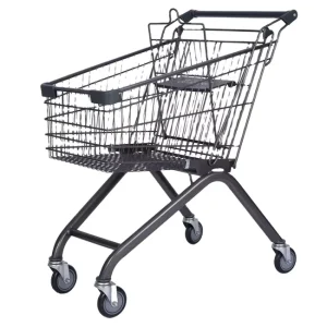 Supermarket Shopping Trolley Hand Push 4 Wheel 60L Durable Anti rust Silver Black Unfolding Design Shopping Cart