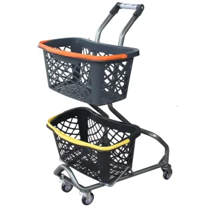 Supermarket Shopping Trolley with Convenient Two Basket Design for Shop Use