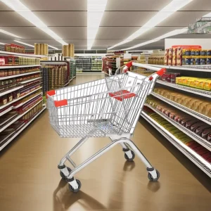 Supermarket Shopping Trolley with Strong Steel Wheels Mobile Cart