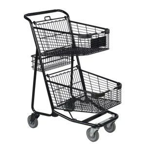 Supermarket Shopping Trolleys Double Basket Shopping Basket Carts