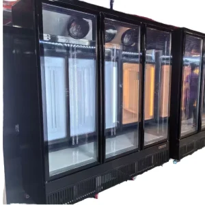 Supermarket Single Temperature Upright Display Freezer 3 Door Frozen Showcase with Glass Door Fan Cooling Refrigerator