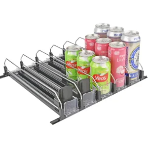 Supermarket Spring Loaded Shelf Pusher Tray System Adjustable Width Soda Can Smart Display Rack