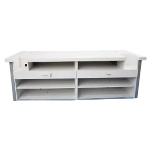 Supermarket Store Reception Desk MDF Wooden 3 Tier Bank Cashier Counter Table for Office