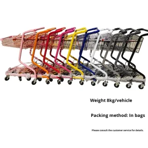 Supermarket Trolley Large Capacity Steel Wire Double Layer Stores Supermarket Shopping Cart for Goods