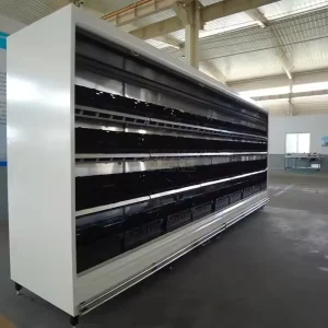 Supermarket Vegetable Fruit Refrigerator 4 Layer Upright Open Chiller Display Cooler