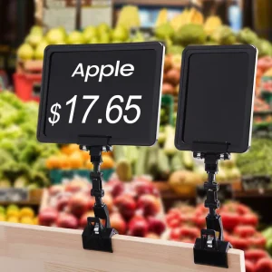 Supermarket Vegetable Price Tags Fruit Display Shelves Black Plastic Panels Erasable Price Tag Holder Price Tag Clip