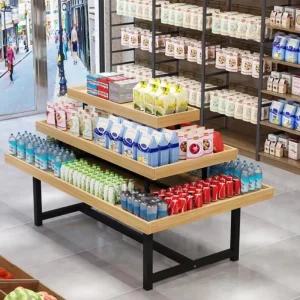 Supermarket Wooden Display Shopping Display Shelf Grocery Store Display Racks