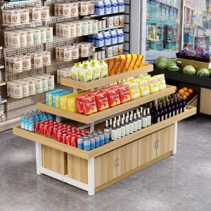 Supermarket Wooden Display Shopping Shelf Used Supermarket Equipment Grocery Store Display Racks