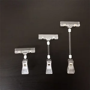 Supermarket clear Plastic Rotatable Pop Sign Clip Merchandise Price Tag Holder Display Label Clip