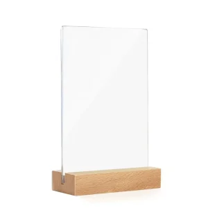 T Shape Wood Base Acrylic Sign Holder A4 Clear Table Display Stand Wooden Sign Holder A4 Acrylic Table Tent Menu Holder