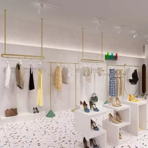 TB CR 85 Modern Customized Stainless Steel Clothing Store Display Rack Environmentally Friendly Design for Women’s Shop