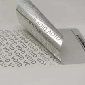 Tamper Evident Holographic Silver Void Barcode PET Sticker Custom Security Seal Adhesive Labels Packaging Anti-Theft