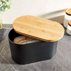The Fashionable Exclusive Afternoon Tea Essential for Picnic Wooden Lid Bread Box Black Container