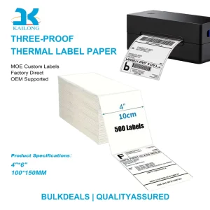 Thermal Logistics Label Removable Adhesive Direct Thermal Roll for Warehouse Storage Parcel Delivery Shipping Barcode Sticker