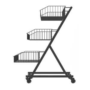Three Layer Movable Vegetable Rack Mesh Hand Trolley 4 Wheel Sturdy Durable Compact Design for Indoor Use