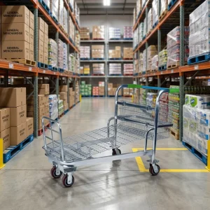 Top Cover Folding Mesh Waterproof Shopping Cart with 5” PU Wheels for Indoor Outdoor Use