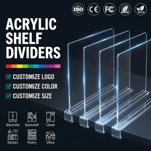 Top Seller Acrylic Shelf Dividers for Closet Clear Transparent Plastic Shelf Divider