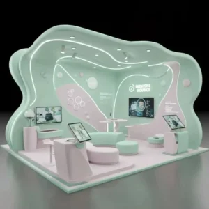 Trade Show Booth 20×20 TV Booth Double Side Open Exhibition Display Stand Custom Light Box Detachable Exhibition Booth