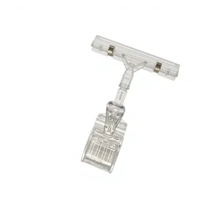 Transparent ABS POP Sign Clip Double sided Price Tag Holder Rotatable Shelf Label Display Clip for Supermarket Retail