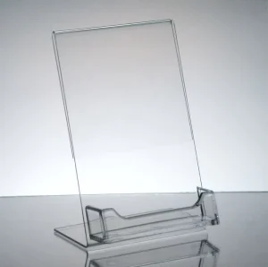 Transparent Acrylic Business Card Holder Slanted Acrylic Sign Holder with Card Pocket Clear Sign Holder and Business Card Pocket