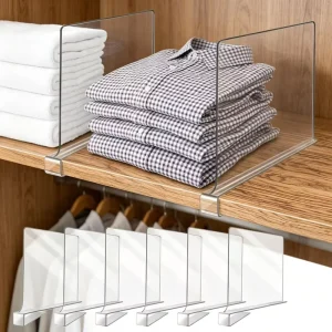 Transparent Acrylic Shelf Dividers for Closet Organization Clothes Handbag Storage Separators Fit for Wooden Cabinet Shelves