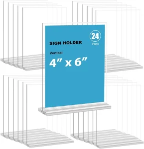 Transparent Acrylic Sign Holder & Business Card Display Stand 4×6 Inches (10.2×15.2cm) Silk Screen Printed