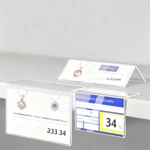Transparent Eco Friendly Acrylic Price Tags Sign Holder For Pharmacy Warehouse Supermarket Shelf
