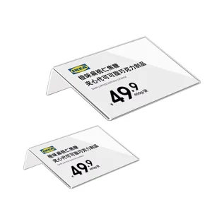 Transparent Magnetic Acrylic Price Card Block Holder Counter Table Acrylic Price Tag Block