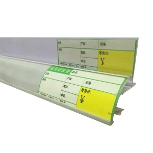 Transparent PVC PET PC Clear Plastic Shelf Price Tag Holder Display Supermarket Warehousing Accessory Strip Hanger Display