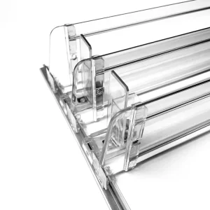 Transparent Plastic Shelf Divider with Pusher for Supermarket Easy Install & Reusable Custom Length Options