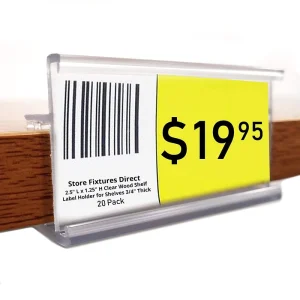 Transparent Strong Plastic PVC Price Tag Grip Supermarket Retail Ticket Holder Wood Shelving UPC Label Holders Clip