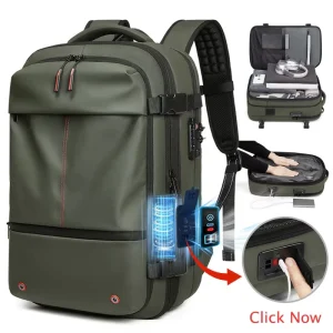 Travel Vacuum Compression Backpack Waterproof Expandable Laptop Compartment Large Capacity Business Outdoor Anti Theft