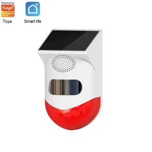 Tuya Smart WiFi Infrared Motion Detector Solar Outdoor PIR Wireless Strobe Siren Detector Sound Alarm Waterproof Remote Control