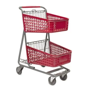 Two-tier Plastic Shopping Cart Manufacturer
