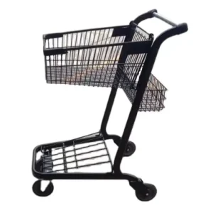 Unfolding Household Grocery Shopping Carts Zinc Plated Mesh Structure 3″ PU Wheels Supermarket Warehouse Trolley