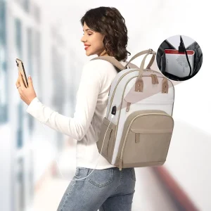 Unisex European American Retro Laptop Backpack Polyester Zipper Large Capacity Double Shoulder Straps Handheld