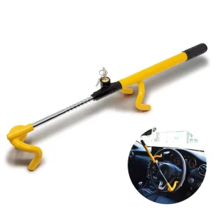 Universal Adjustable Anti Theft Steering Wheel Lock Bar Double Hook Vehicle Car Security for Vehicles Trucks Vans SUVs