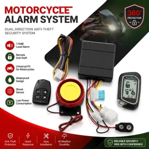 Universal Motorcycle Alarm Security Kit with Two Way Pager Remote and Intelligent Anti Theft Warning
