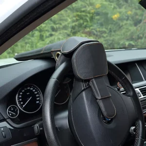 Universal Self Defense Steering Wheel Lock Car Anti Theft Device with 3-Key Safety Airbag Lock Leather Covered