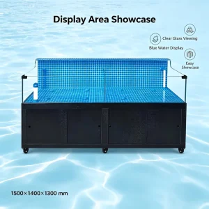 Used Commercial Grade Shrimp Tank Movable Glass Live Prawn Holding Pool Circulation Filtration System Supermarket Seafood Wet