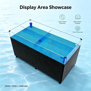 Used Commercial Shrimp Tank Movable Clear Glass Live Seafood Holding Pool Water Circulation Filtration Supermarket Wet Market