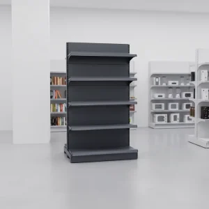 Used Grey Supermarket Shelves Display Rack Gondola Shelving Double sided Market Racks for Grocery Store