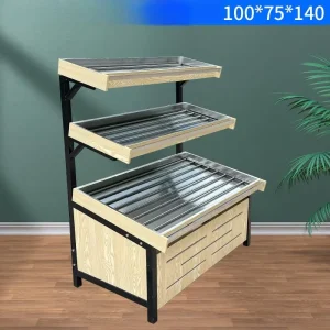 Used Stainless Steel Multi Tier Produce Display Rack Commercial Fruit & Vegetable Shelf for Supermarket & Fruit Shop